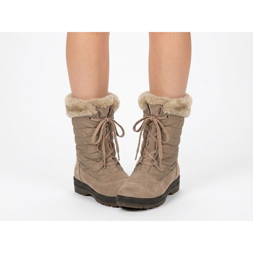 Baretraps Lara Taupe Suede Faux Fur Winter Snow Cold Weather Boots Women Size 10